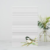 Chickadee Bird Catkins Willow Branches led Briefpapier (Staand voorkant)