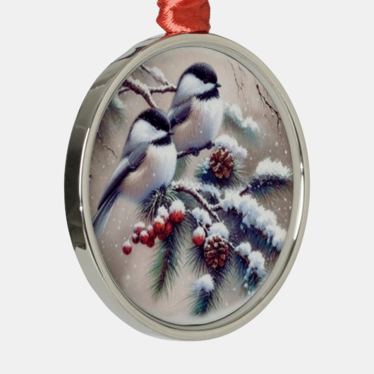 Chickadee Bird Christmas Decorative Tree Ornament (Rechts)