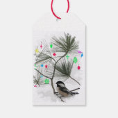 Chickadee Bird Christmas Tree Pack met cadeau-Labe Cadeaulabel (Achterkant)