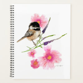 Chickadee Bird Cute Black Capped Bird Waterverf Planner