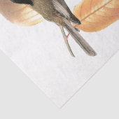 Chickadee Bird French Script Autumn Leaf Decoupage Tissuepapier (Detail)
