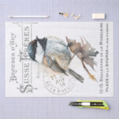 Chickadee Bird French Typography  Decoupage Tissuepapier (Craft)