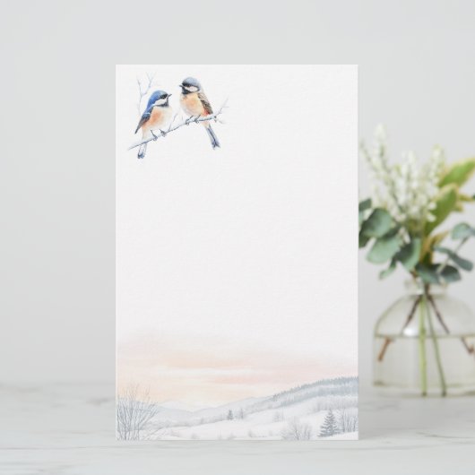 Chickadee Bird in de winter Kerstmis Briefpapier (Staand voorkant)