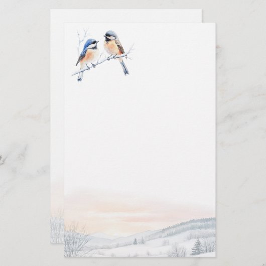 Chickadee Bird in de winter Kerstmis Briefpapier (Voorkant / Achterkant)