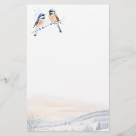 Chickadee Bird in de winter Kerstmis Briefpapier