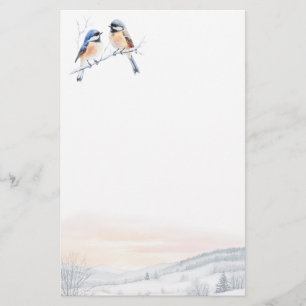 Chickadee Bird in de winter Kerstmis Briefpapier
