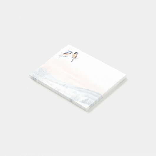 Chickadee Bird in de winter Kerstmis Post-it® Notes (Schuin)