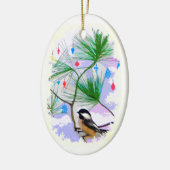 Chickadee Bird in Kerstboom Ornament (Links)