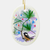 Chickadee Bird in Kerstboom Ornament (Achterkant)
