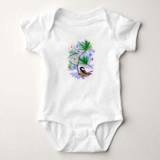 Chickadee Bird in Tree Baby Jersey Bodysuit (Voorkant)
