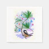 Chickadee Bird in Tree Paper Napkins Servet (Voorkant)