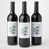 Chickadee Bird in Tree Wine Label Wijn Etiket (Flessen)