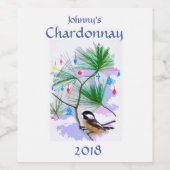 Chickadee Bird in Tree Wine Label Wijn Etiket (Enkel label)