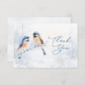  Chickadee Bird in Winter Thank You Enclosure Card Informatiekaartje (Voorkant / Achterkant)