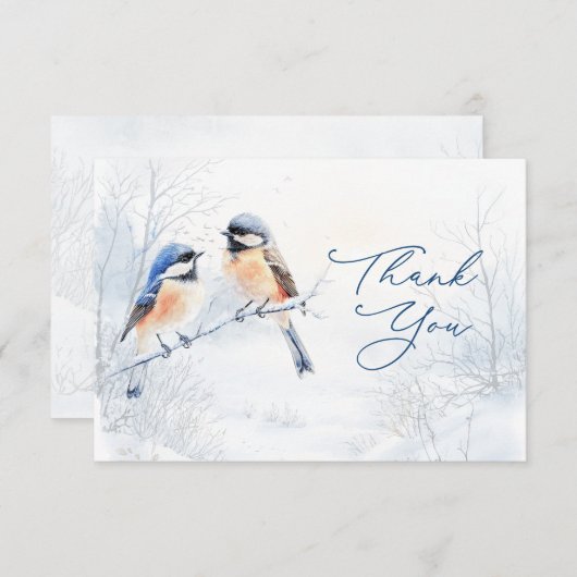  Chickadee Bird in Winter Thank You Enclosure Card Informatiekaartje (Voorkant / Achterkant)