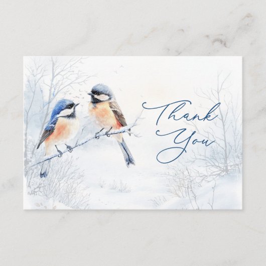  Chickadee Bird in Winter Thank You Enclosure Card Informatiekaartje (Voorkant)