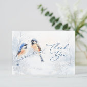  Chickadee Bird in Winter Thank You Enclosure Card Informatiekaartje (Staand voorkant)