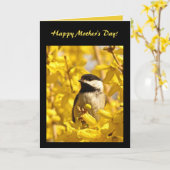 Chickadee Bird in Yellow Flowers Moederdag Kaart (Gele Bloem)