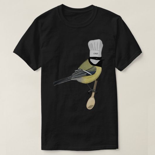 Chickadee Bird Kitchen Chef Pet Koken Bioloog T-shirt (Design voorkant)