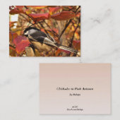 Chickadee Bird met Pink Autumn Foliage ATC Visitekaartje (Voorkant / Achterkant)