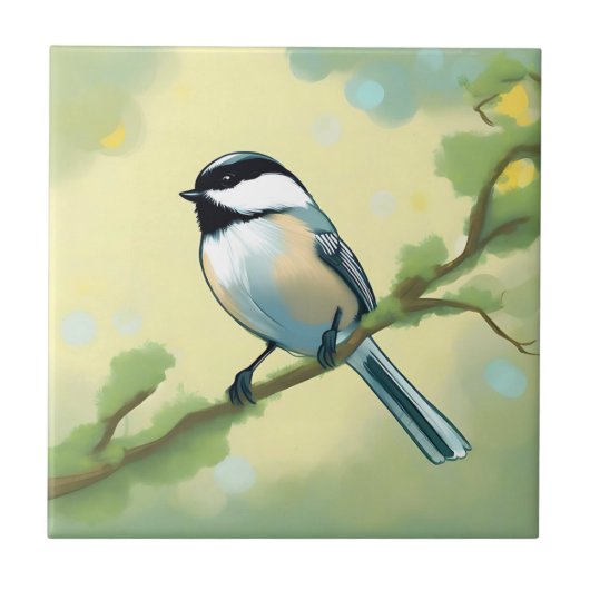 Chickadee Bird Natuur Tegeltje (Voorkant)