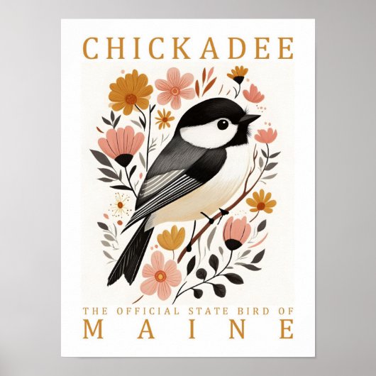 Chickadee Bird of Maine Verenigde Staten Reizen Poster (Voorkant)