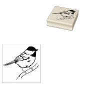 Chickadee Bird on Branch Rubberstempel (Gestempeld)