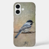 Chickadee Bird Painting Aangepaste naam Case-Mate iPhone Case (Achterkant)