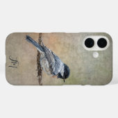 Chickadee Bird Painting Aangepaste naam Case-Mate iPhone Case (Achterkant (horizontaal))