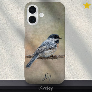 Chickadee Bird Painting Aangepaste naam iPhone 16 Hoesje