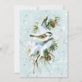 Chickadee Bird Pinecone Snow Winter Kerstmis Blauw Feestdagenkaart (Voorkant)