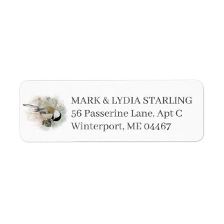 Chickadee Bird Return Address Waterverf Pine Etiket