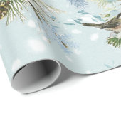 Chickadee Bird Snow Pinecone Woodland Kerstmis Cadeaupapier (Rol Hoek)