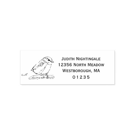 Chickadee Bird Songbird Aangepast retouradres Zelfinktende Stempel (Design)