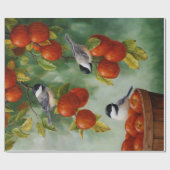Chickadee Birds Apple Harvest Cadeaupapier (Vlak)