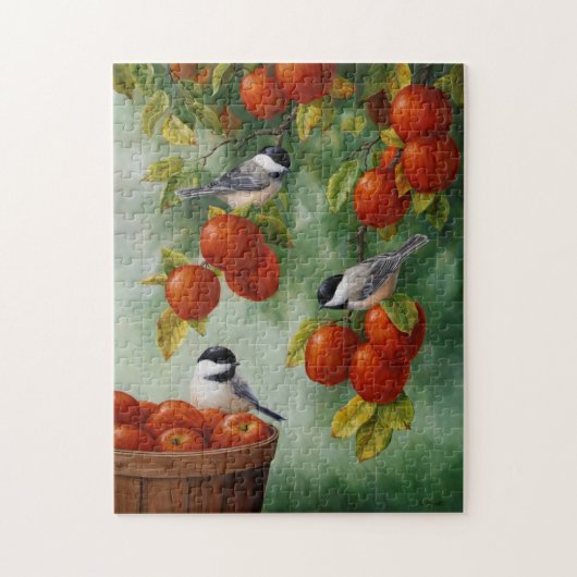 Chickadee Birds Apple Harvest Legpuzzel (Verticaal)