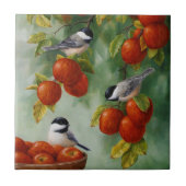 Chickadee Birds Apple Harvest Tegeltje (Voorkant)