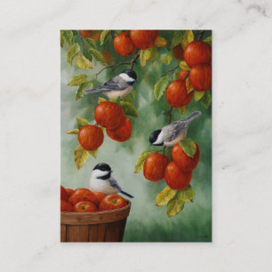 Chickadee Birds Apple Harvest Visitekaartje