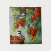 Chickadee Birds Apple Harvest Wandkleed (Voorkant)