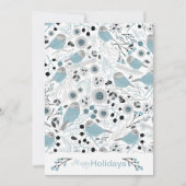 Chickadee Birds Cute Blue Gray Flowers Berries Feestdagenkaart (Voorkant)