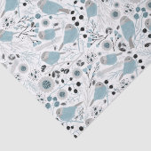 Chickadee Birds Cute Blue Gray Flowers Berries Tissuepapier (Detail)