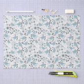 Chickadee Birds Cute Blue Gray Flowers Berries Tissuepapier (Craft)