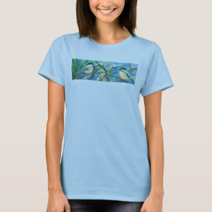 Chickadee Birds in Tree Waterverf Schilderij T-shirt