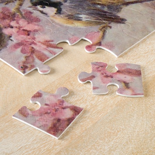 Chickadee Birds on Pink Blossom  Spring Legpuzzel (Zijkant)