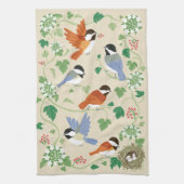 Chickadee Birds Song Kitchen Towel Theedoek (Verticaal)