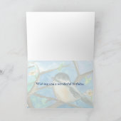 Chickadee Birds Watercolor Painting Happy Birthday Kaart (Binnen)