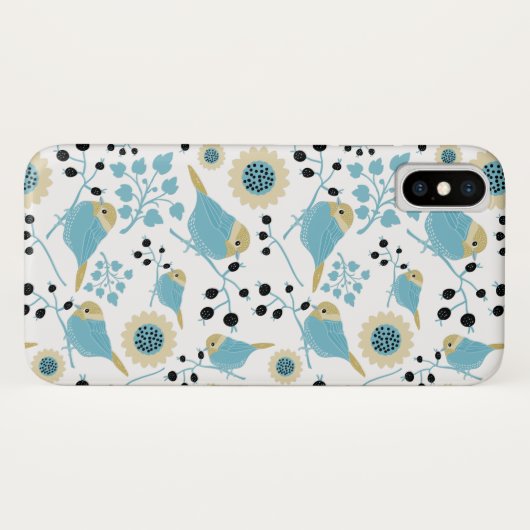 Chickadee Black Capped Bird Berries Flowers Case-Mate iPhone Case (Achterkant (horizontaal))