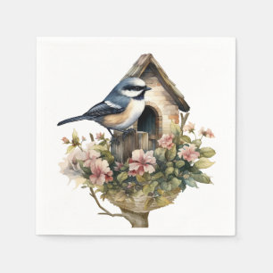 Chickadee Bloemen Papier Servet