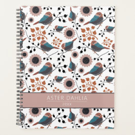 Chickadee bloemenmotief blauw roze  planner