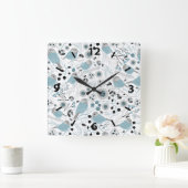 Chickadee Blue Gray Pattern Vierkante Klok (Huis)